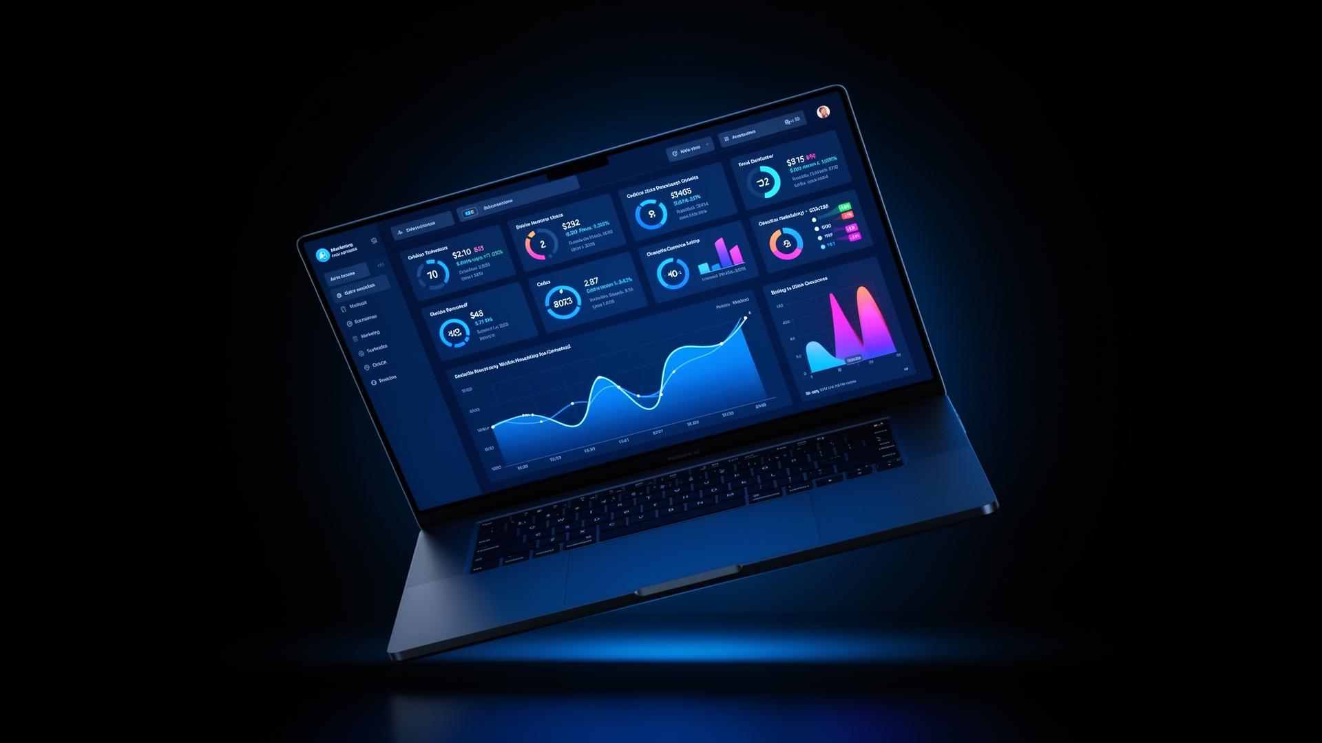 Dashboard de marketing com métricas de crescimento